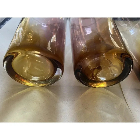 Lot of 4 Mexico Glass Tumblers Clear Amber Gold Purple Hand Made Glasses - Picture 12 of 15